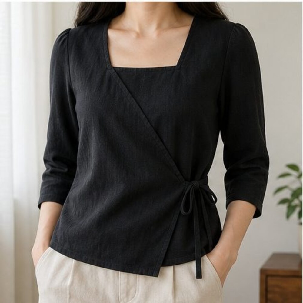 Black Ruffle Blouse - Picture 2 of 6
